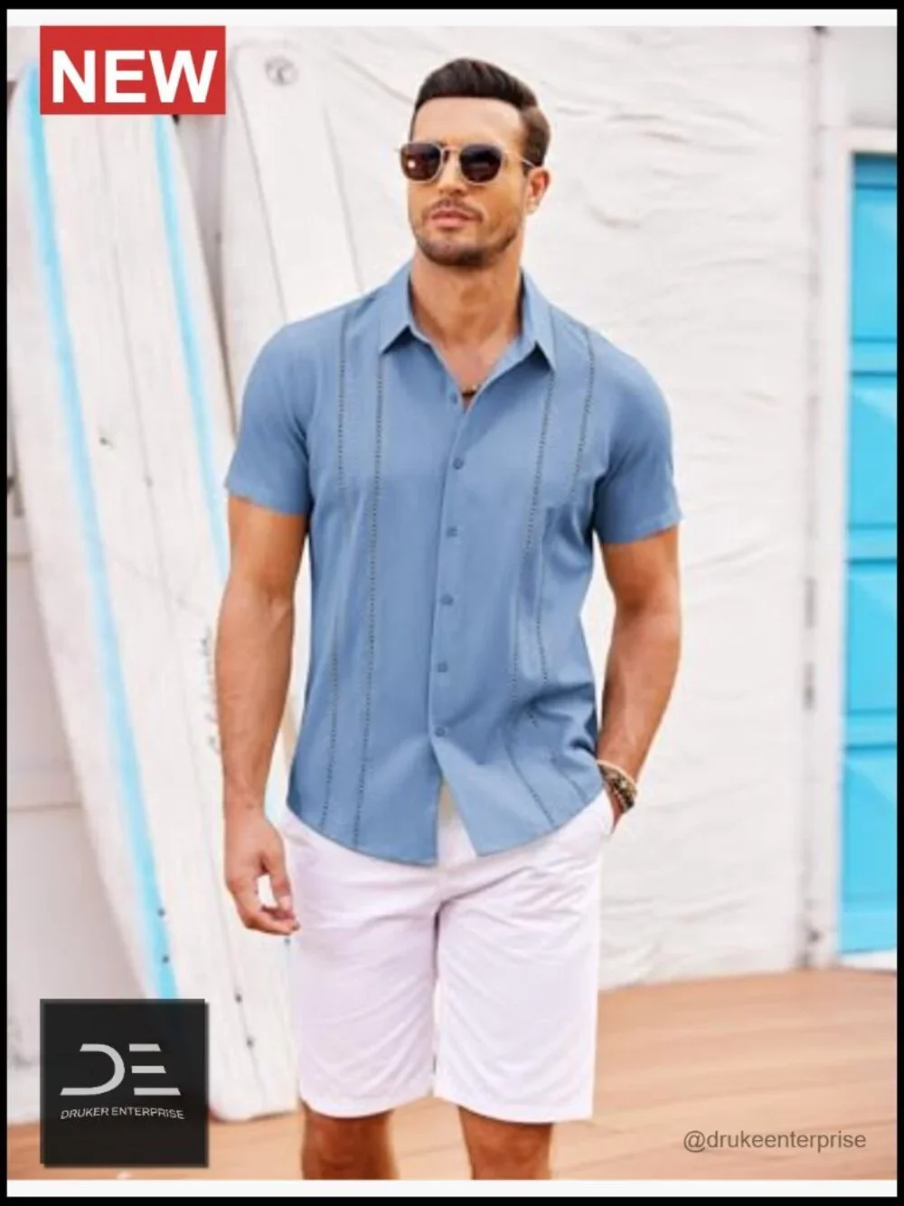 Men's Cuban Guayabera Short Sleeve Button Down Shirt Casual Summer Linen